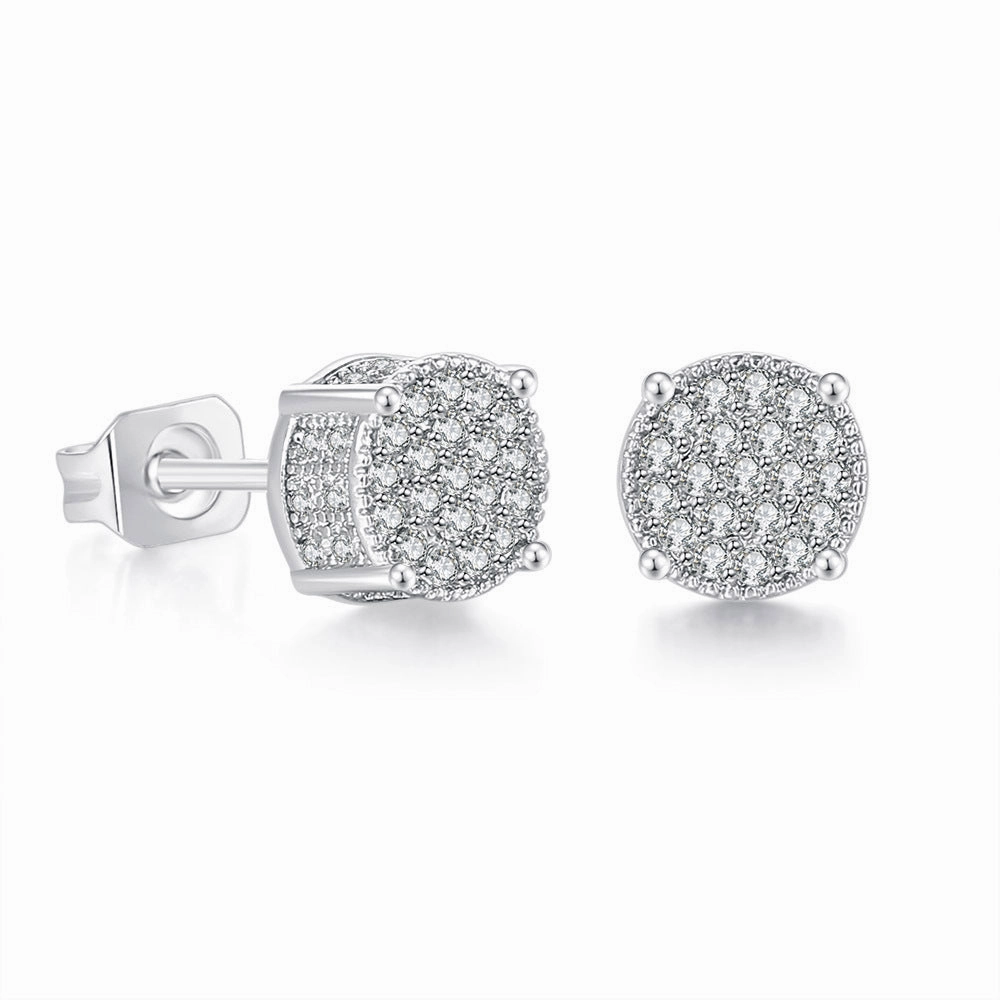 Wholesale Full CZ Micropaved Men's Gold Plated Earrings