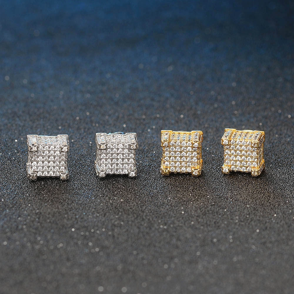 Wholesale Full CZ Micropaved Men's Gold Plated Earrings