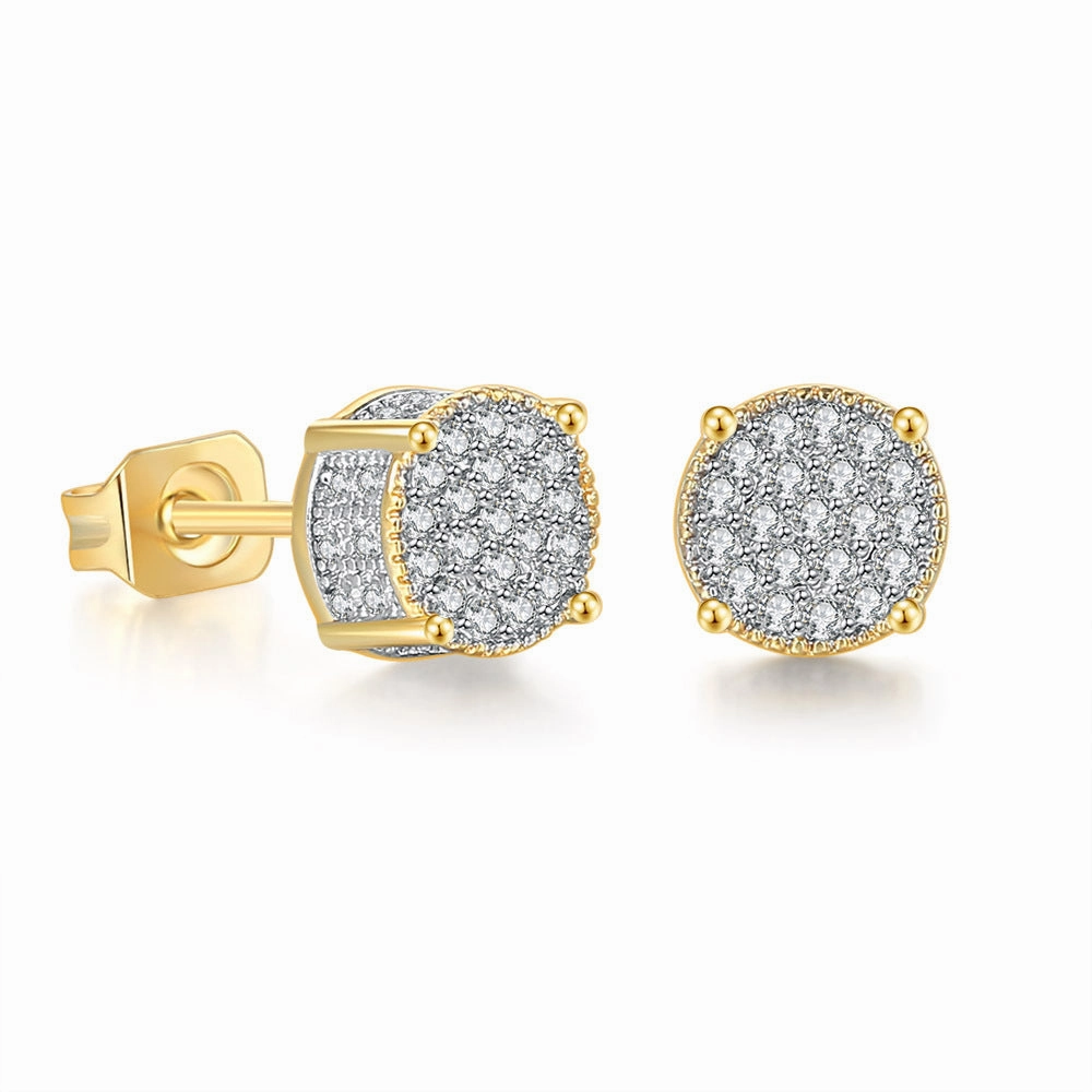 Wholesale Full CZ Micropaved Men's Gold Plated Earrings