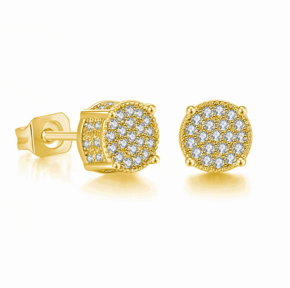 Wholesale Full CZ Micropaved Men's Gold Plated Earrings