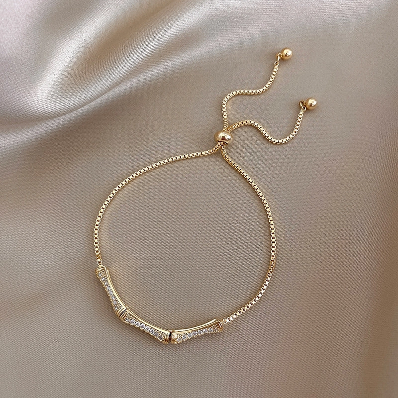 Wholesale Full Diamond Bamboo Micropaved Zircon Copper Bracelet