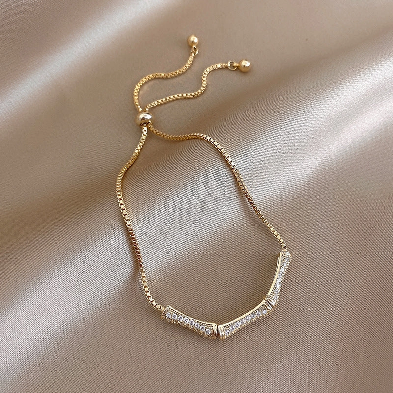 Wholesale Full Diamond Bamboo Micropaved Zircon Copper Bracelet