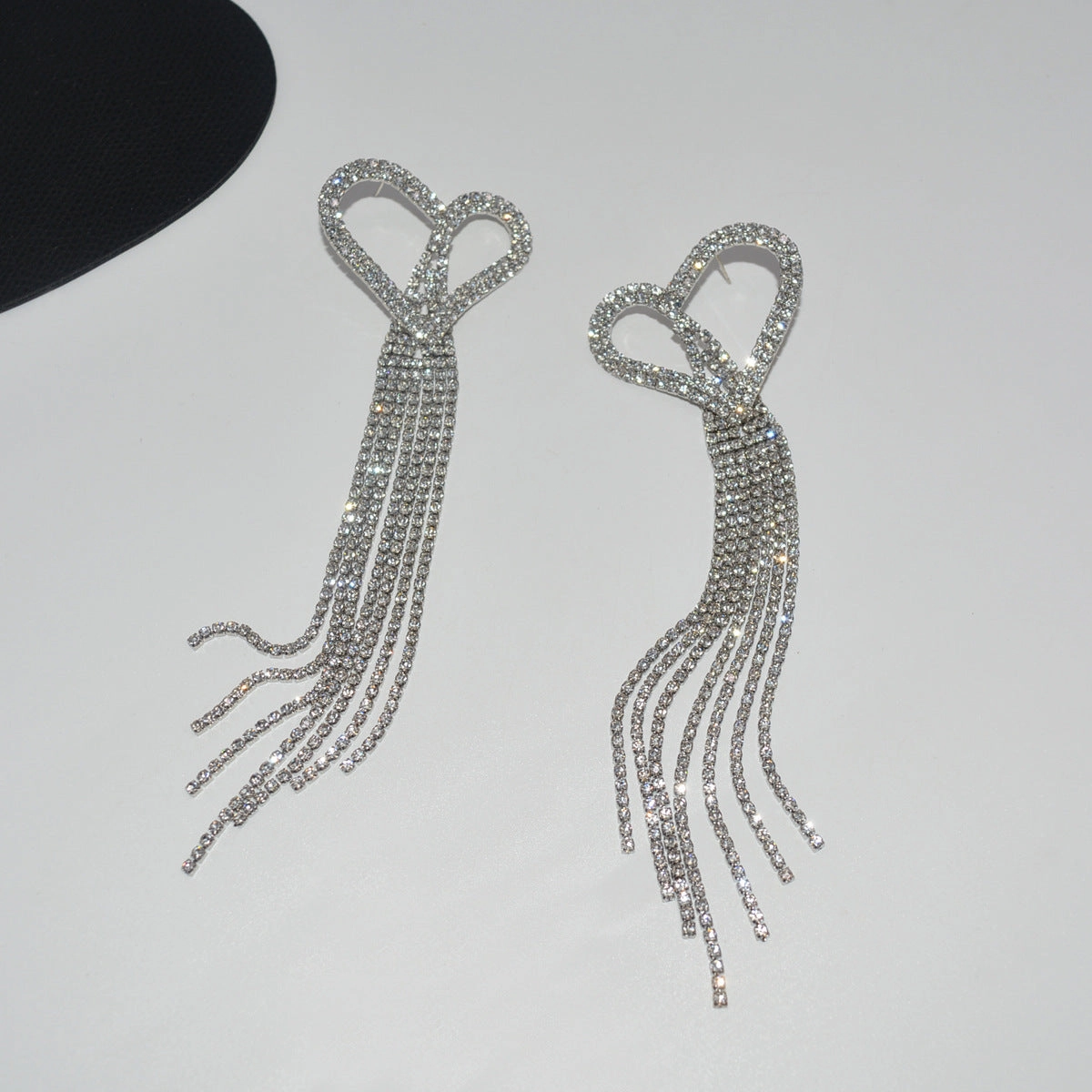 Wholesale Full Diamond Big Love Tassel Light Luxury Earrings