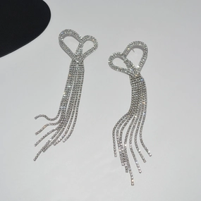 Wholesale Full Diamond Big Love Tassel Light Luxury Earrings