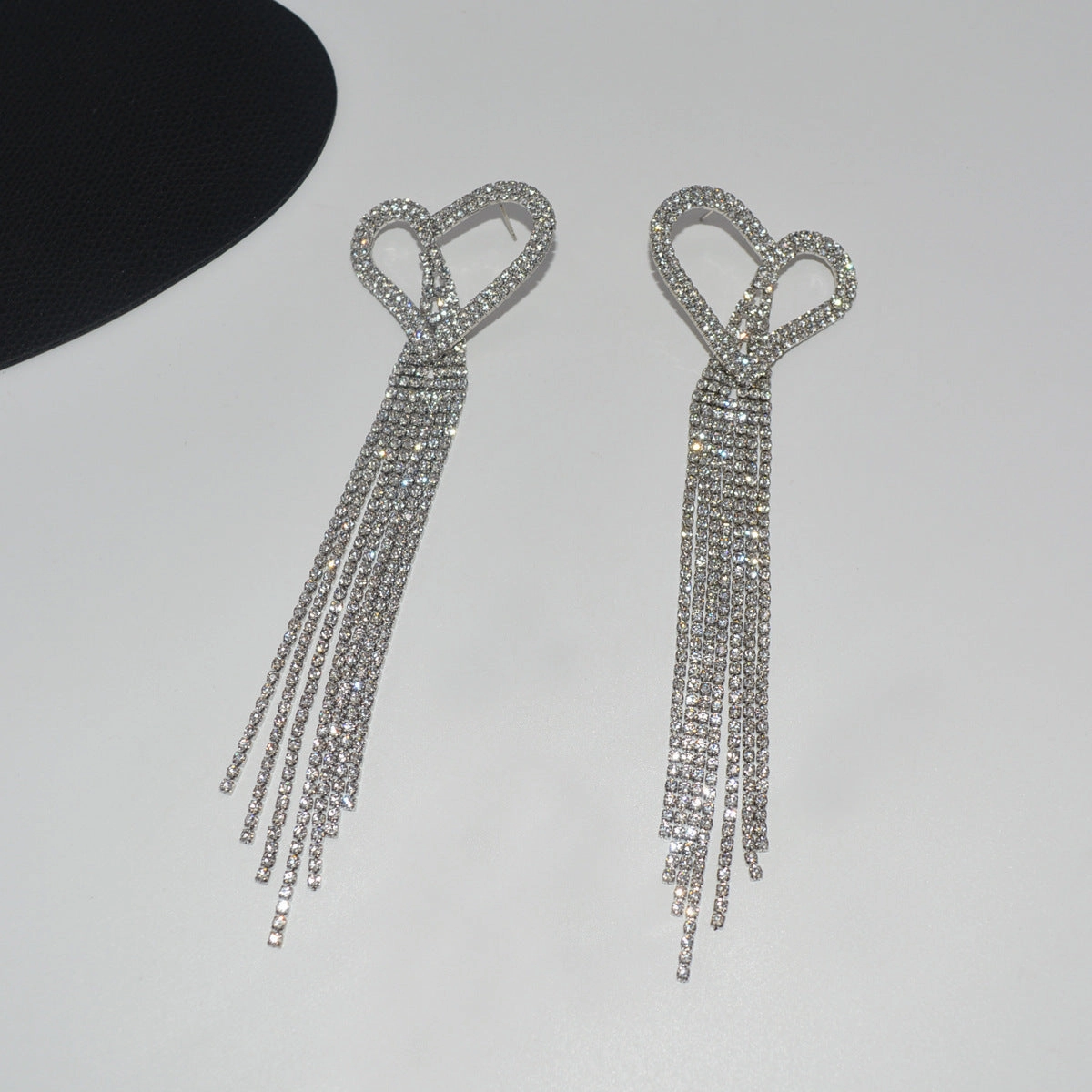 Wholesale Full Diamond Big Love Tassel Light Luxury Earrings