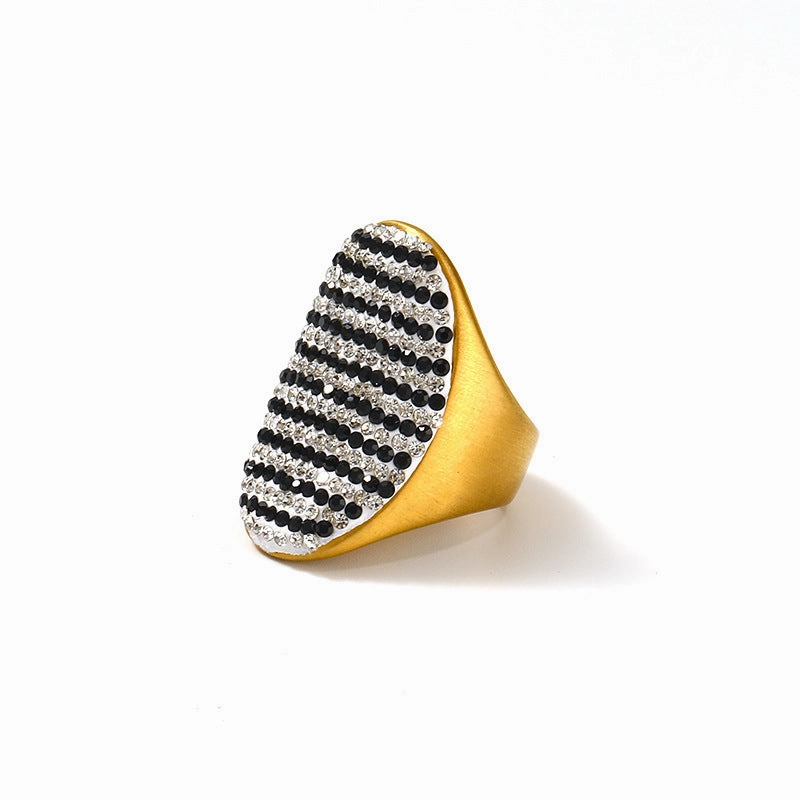 Wholesale Full Diamond Curved Titanium Steel 18K Gold-plated Rings