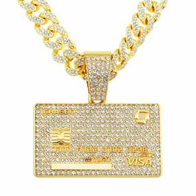 Wholesale Full Diamond Domineering Tag Pendant Men's Personalized Cuban Chain Necklace