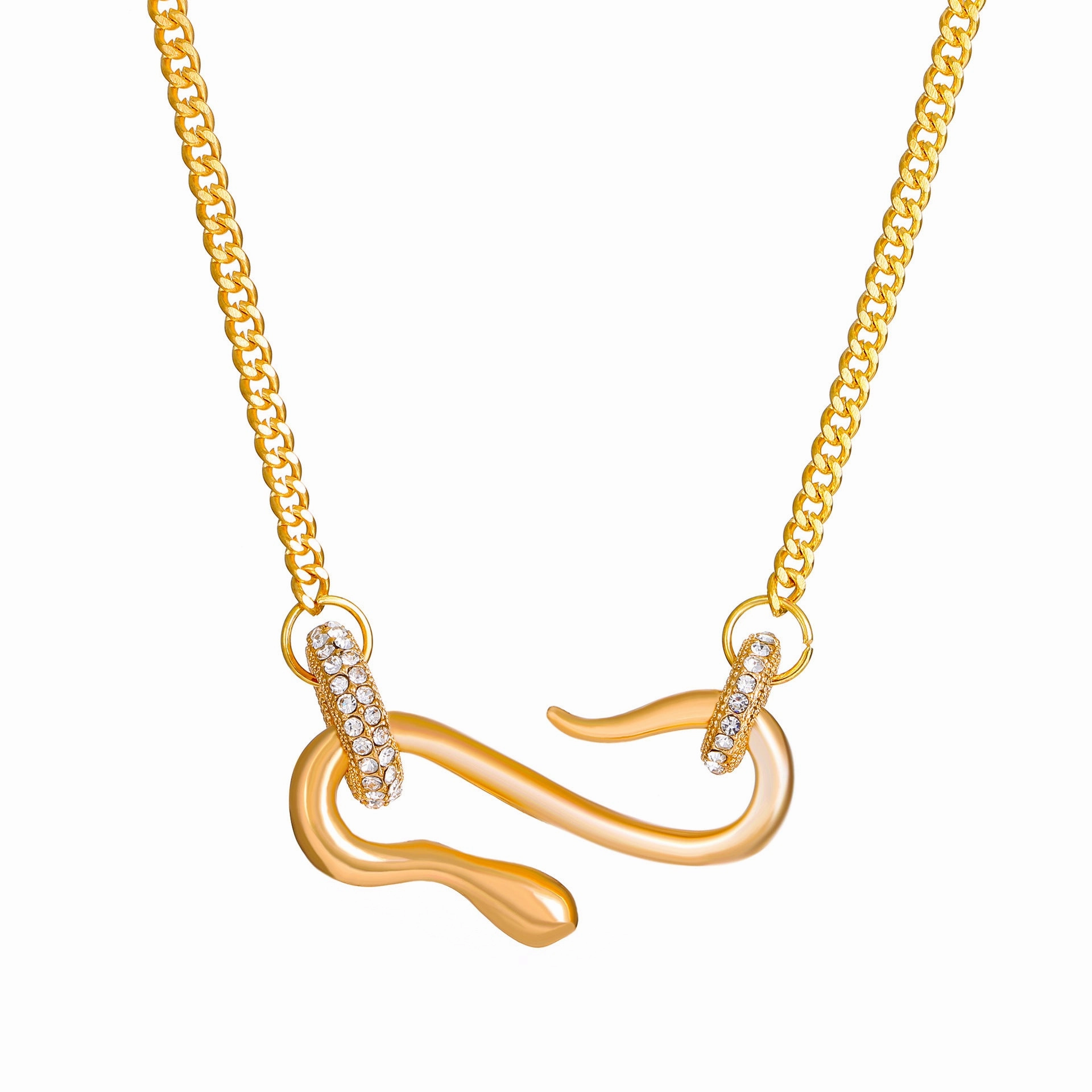 Wholesale Full Diamond Exaggerated Snake Shaped Animal Collarbone Zinc Alloy Necklace