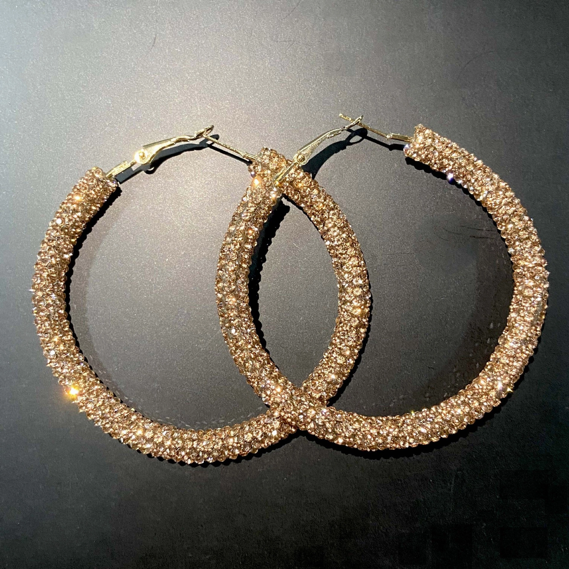 Wholesale Full Diamond Large Circles Alloy Earrings