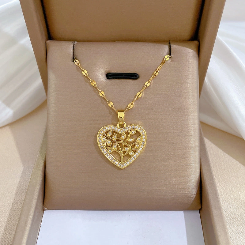 Wholesale Full Diamond Luxury Women's Versatile Collarbone Titanium Steel Necklace