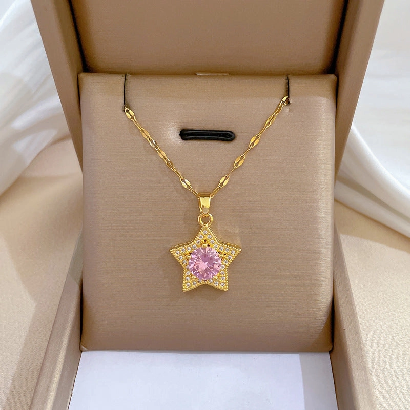 Wholesale Full Diamond Luxury Women's Versatile Collarbone Titanium Steel Necklace