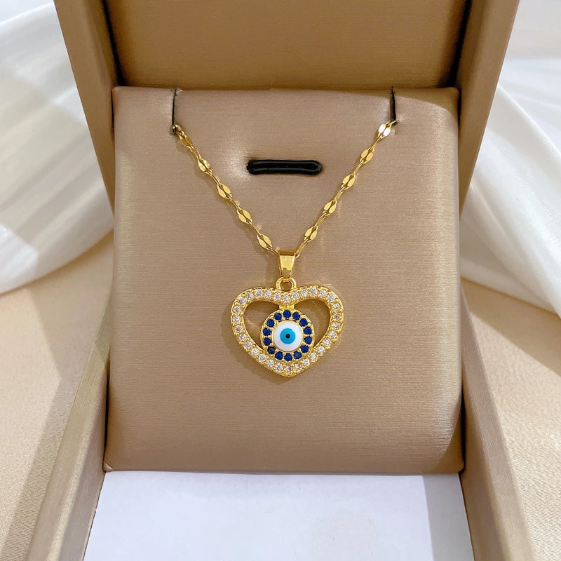 Wholesale Full Diamond Luxury Women's Versatile Collarbone Titanium Steel Necklace