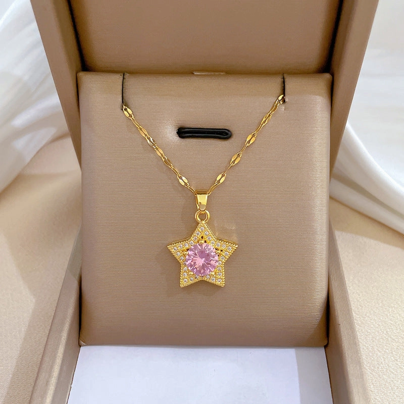 Wholesale Full Diamond Luxury Women's Versatile Collarbone Titanium Steel Necklace