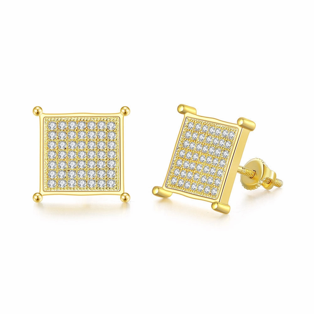 Wholesale Full Diamond Men's Zircon Micropaved Cross Thread Earrings