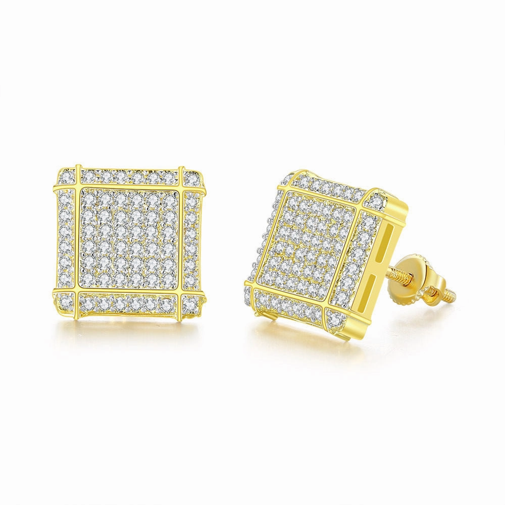 Wholesale Full Diamond Men's Zircon Micropaved Cross Thread Earrings