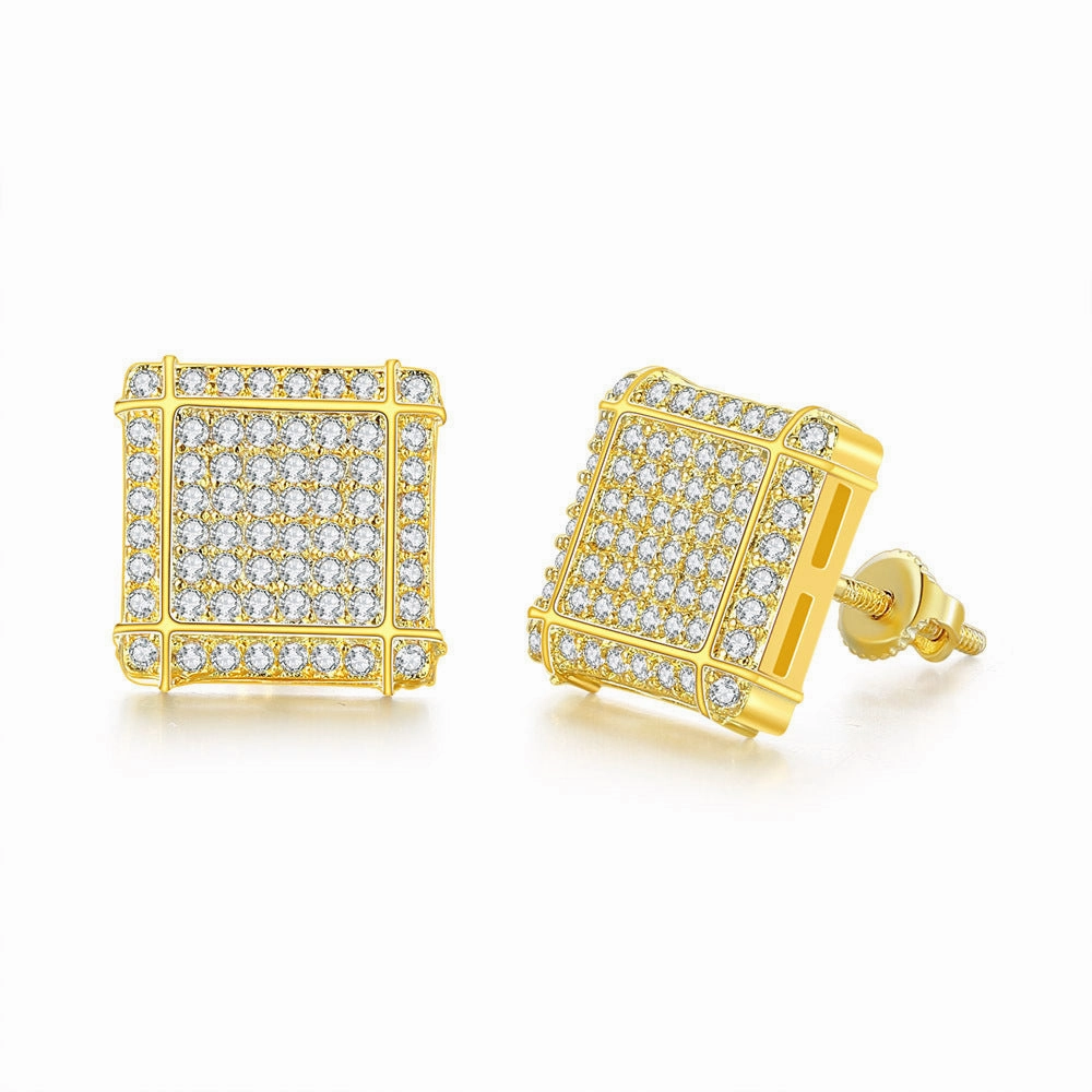Wholesale Full Diamond Men's Zircon Micropaved Cross Thread Earrings
