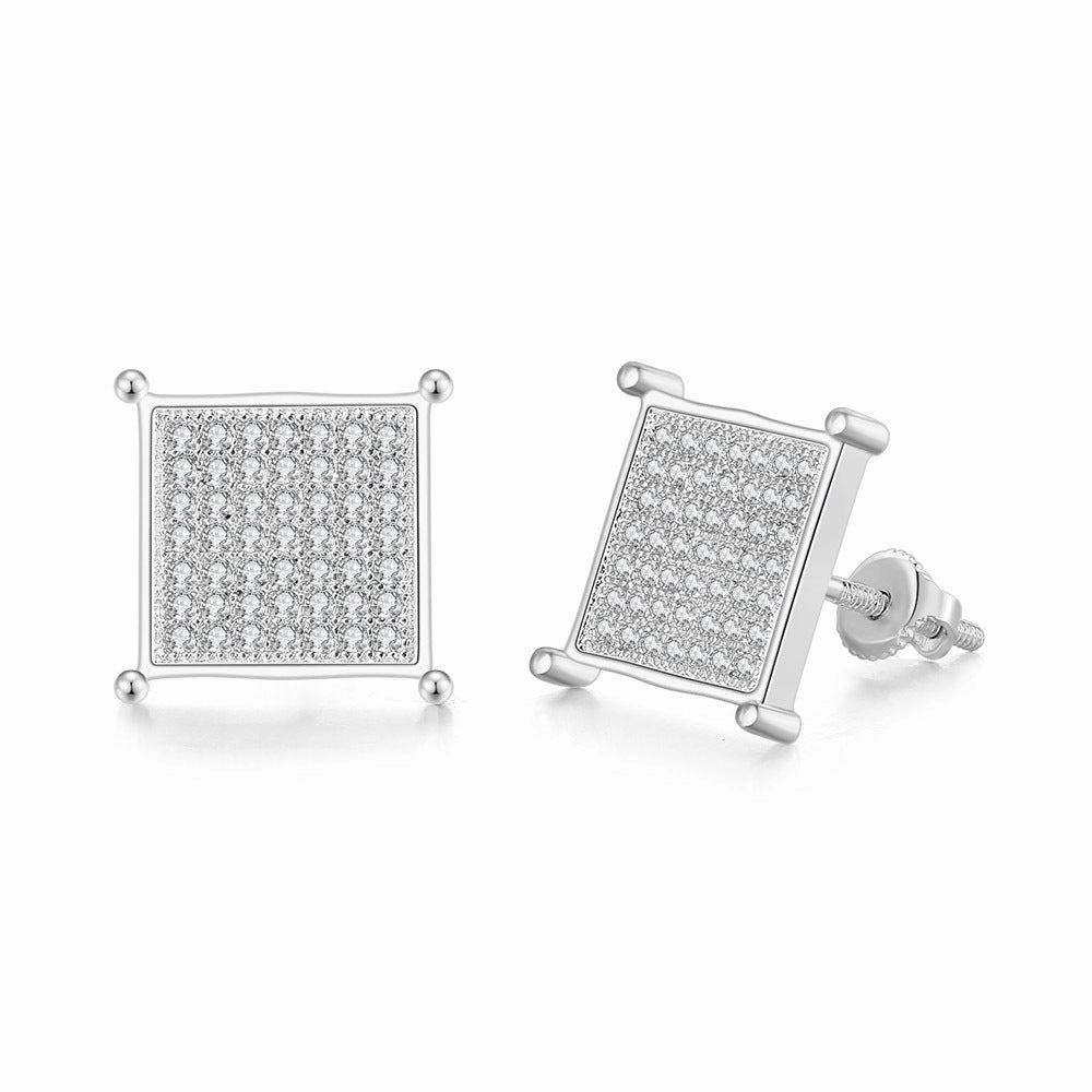 Wholesale Full Diamond Men's Zircon Micropaved Cross Thread Earrings