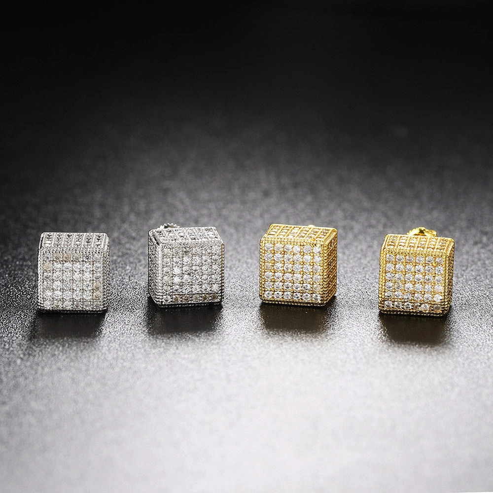 Wholesale Full Diamond Men's Zircon Micropaved Cross Thread Earrings