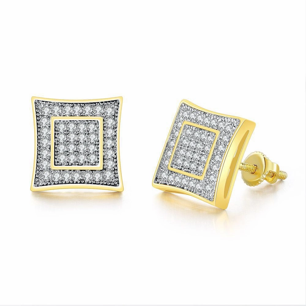 Wholesale Full Diamond Men's Zircon Micropaved Cross Thread Earrings