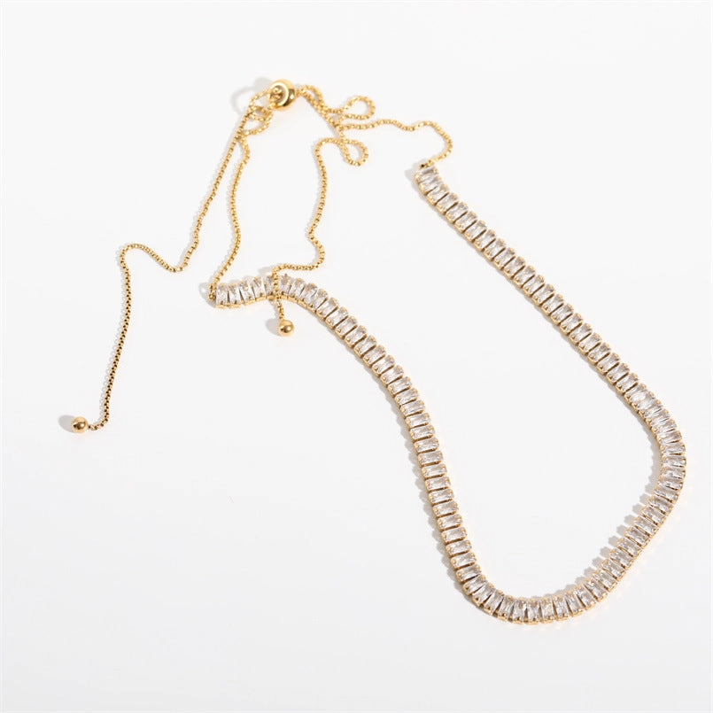 Wholesale Full Diamond Zircon Drawstring Necklace Bracelet Set