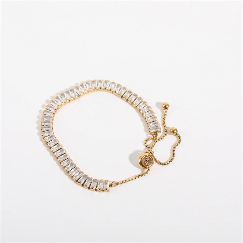 Wholesale Full Diamond Zircon Drawstring Necklace Bracelet Set
