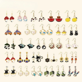 Wholesale Fun Cartoon Asymmetric Alloy Earrings