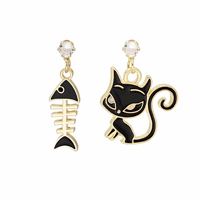 Wholesale Fun Cartoon Asymmetric Alloy Earrings