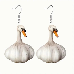 Wholesale Funny Creative Garlic Duck Ring Festival Animal Earrings
