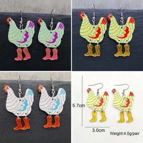 Wholesale Funny High Heels Polka Dot Rooster Acrylic Earrings