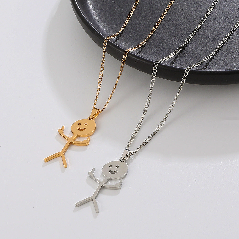 Wholesale Funny Middle Finger Funny Villain Stainless Steel Necklace