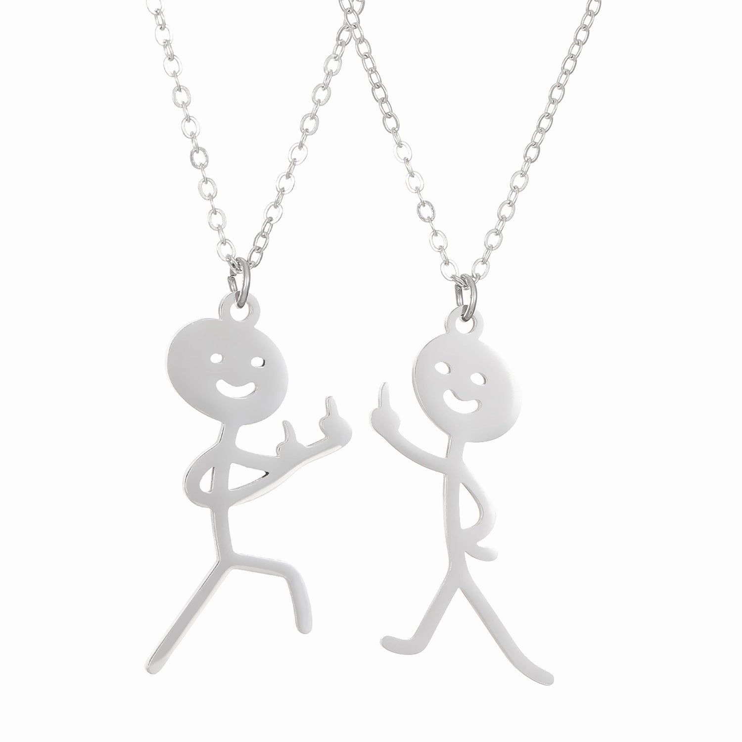 Wholesale Funny Middle Finger Funny Villain Stainless Steel Necklace