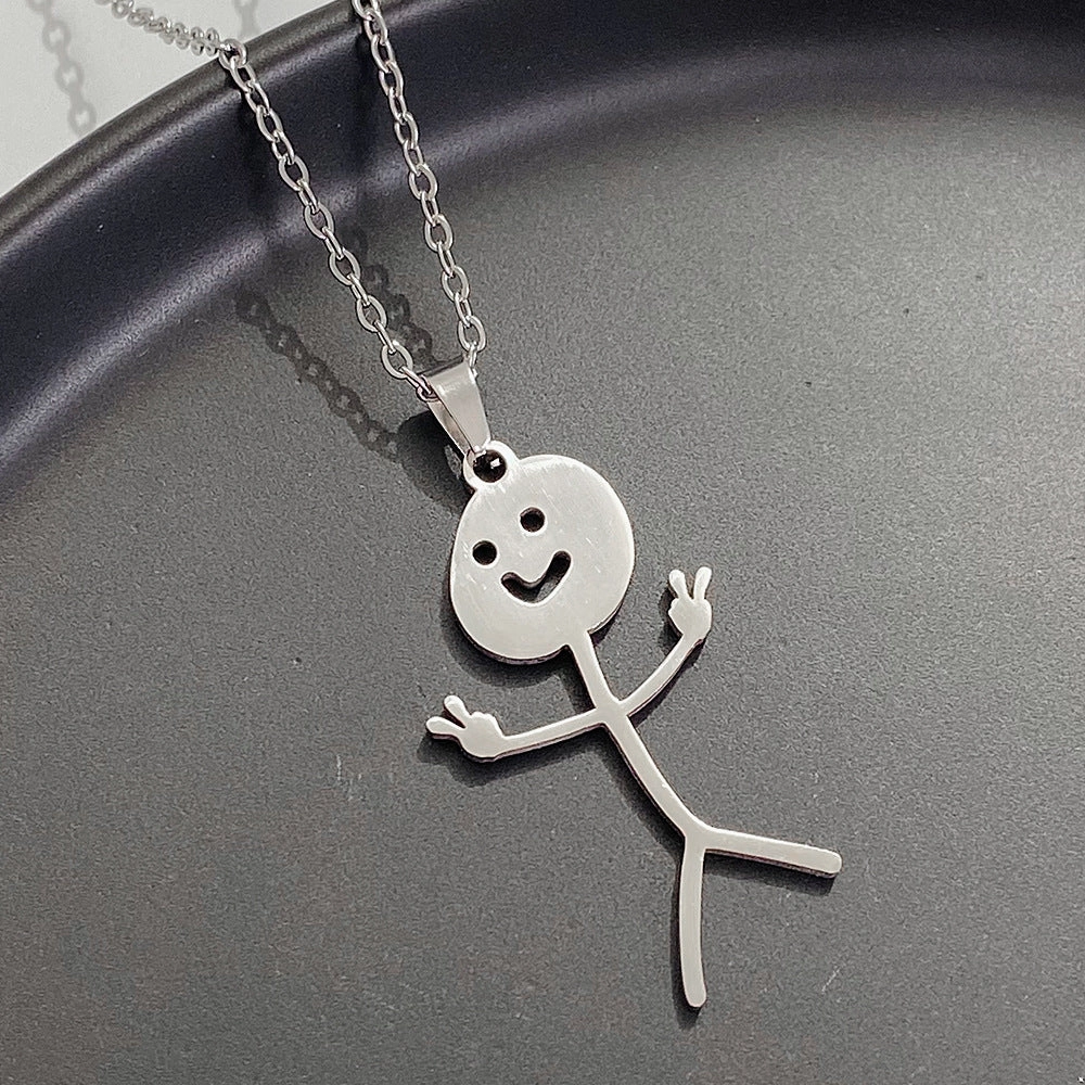 Wholesale Funny Middle Finger Funny Villain Stainless Steel Necklace