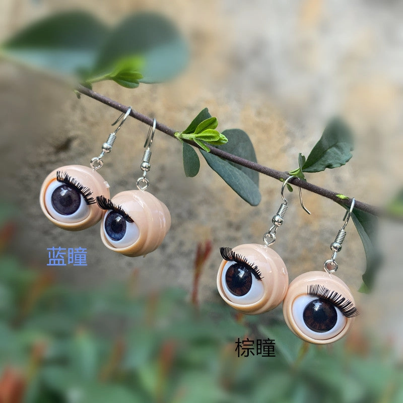 Wholesale Funny Simulated Eyes Eyelashes Eyeball Earrings