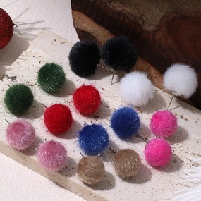 Wholesale Fur Ball Earrings