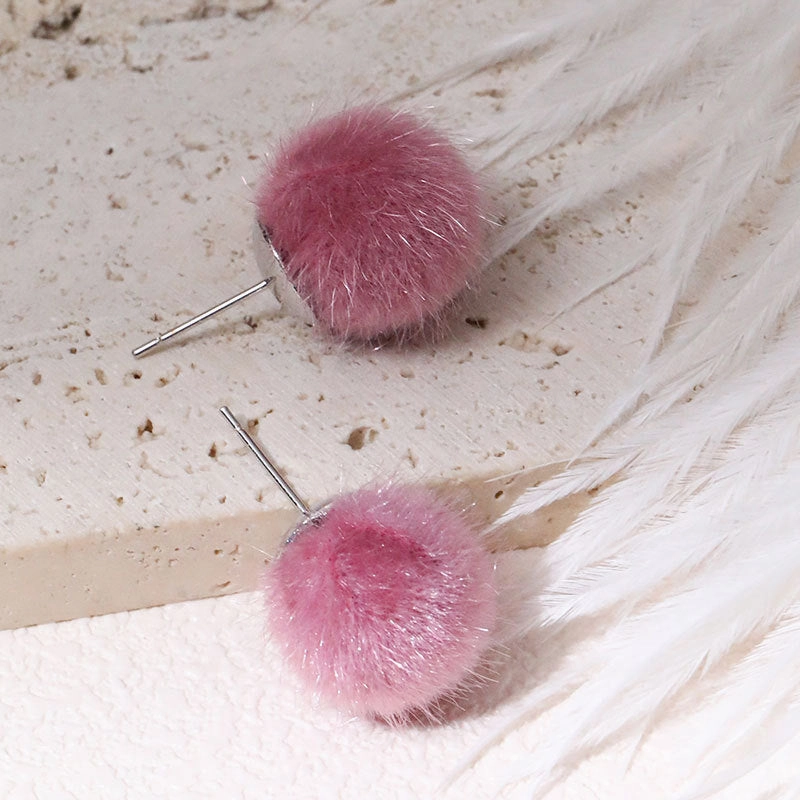 Wholesale Fur Ball Earrings