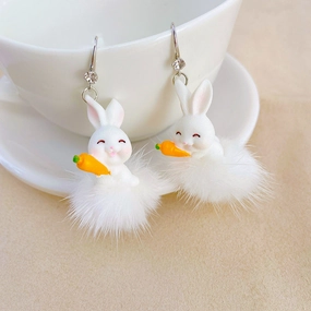Wholesale Furball Rabbit Alloy Earrings