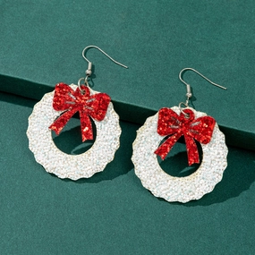 Wholesale Garland Bow Leather PU Earrings