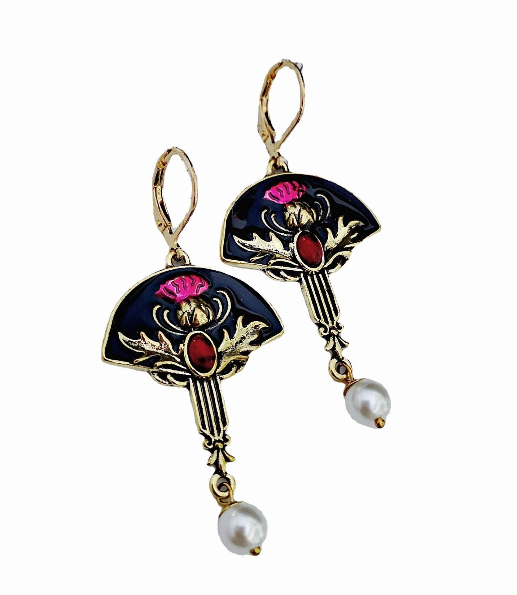 Wholesale Garnet Enamel Metal Earrings