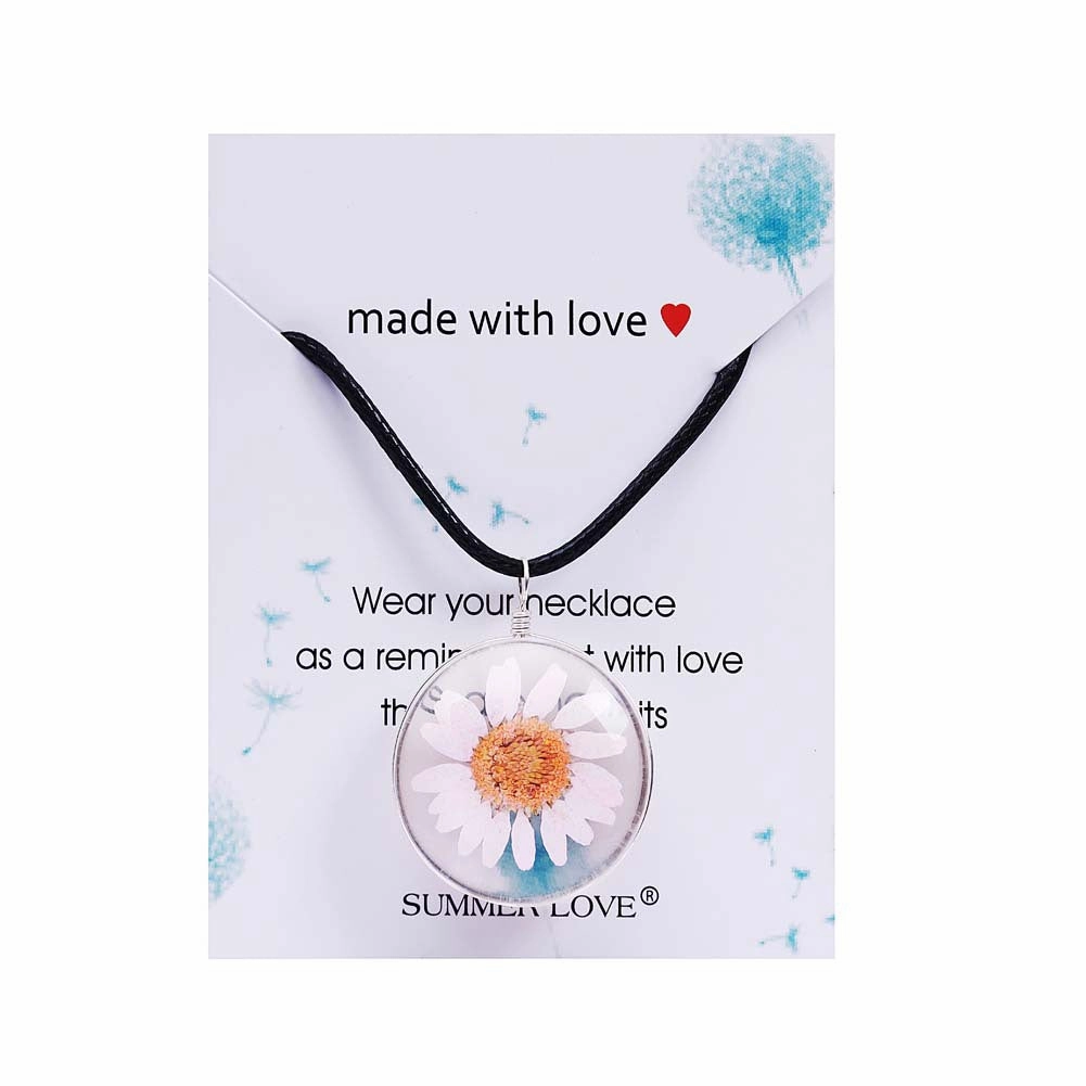 Wholesale Gem Creative Dry Flower Crystal Glass Necklace