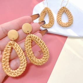 Wholesale Geometric Acrylic Straw Earrings