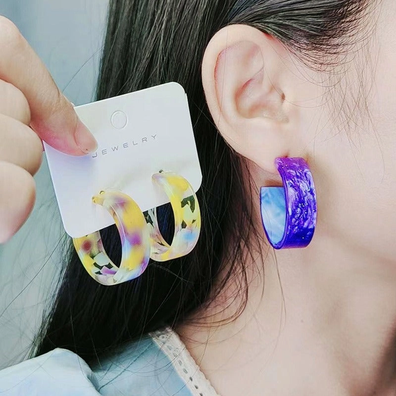 Wholesale Geometric C Circle Acetate Translucent Ripple Earrings