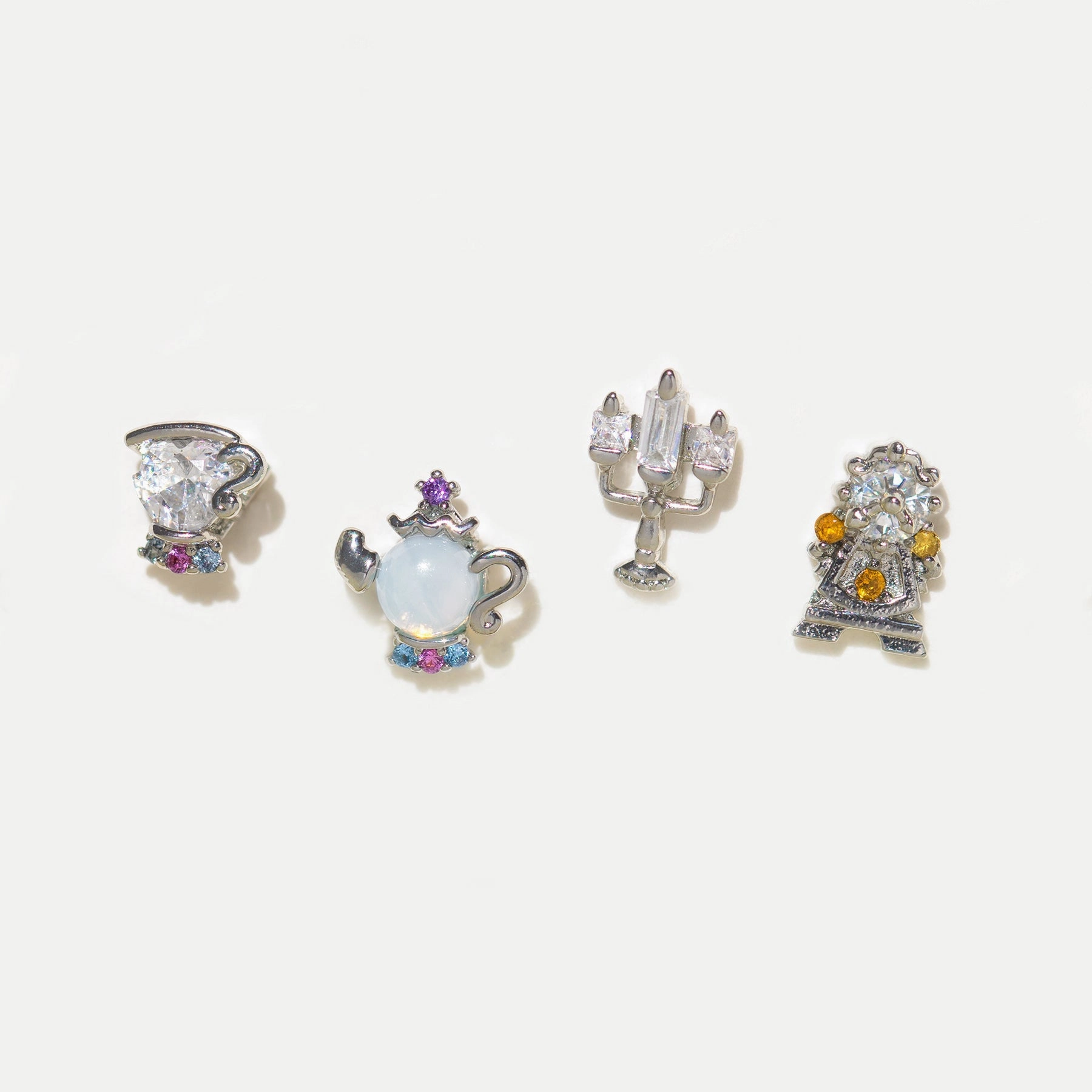 Wholesale Geometric Candle Micro Setting Zircon Earrings Set