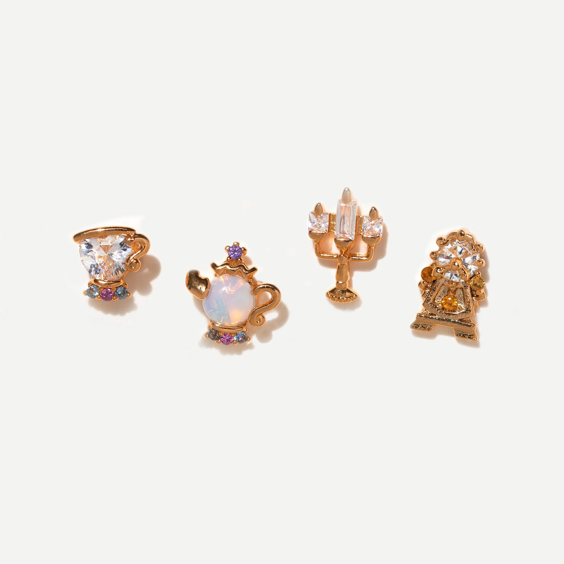 Wholesale Geometric Candle Micro Setting Zircon Earrings Set
