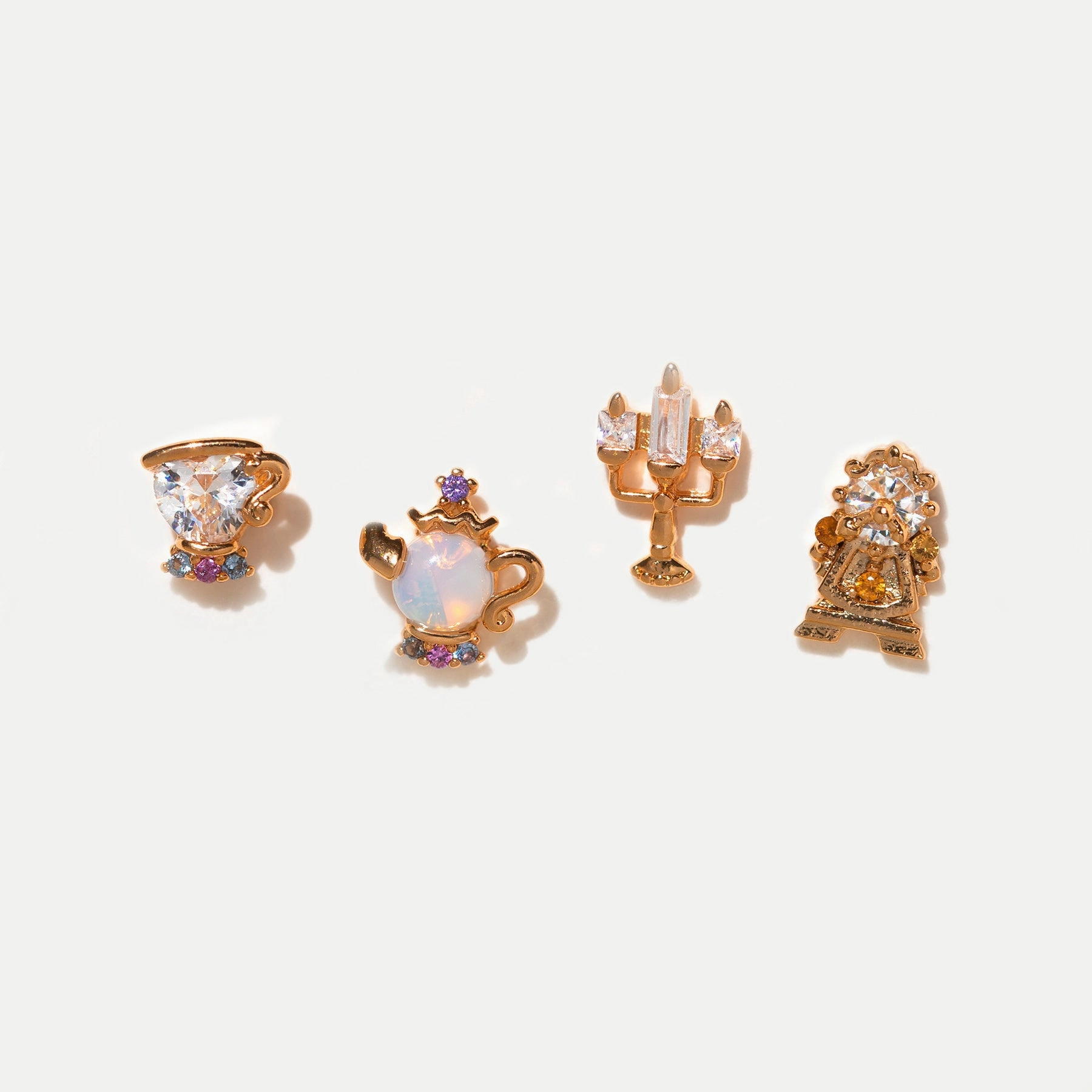 Wholesale Geometric Candle Micro Setting Zircon Earrings Set
