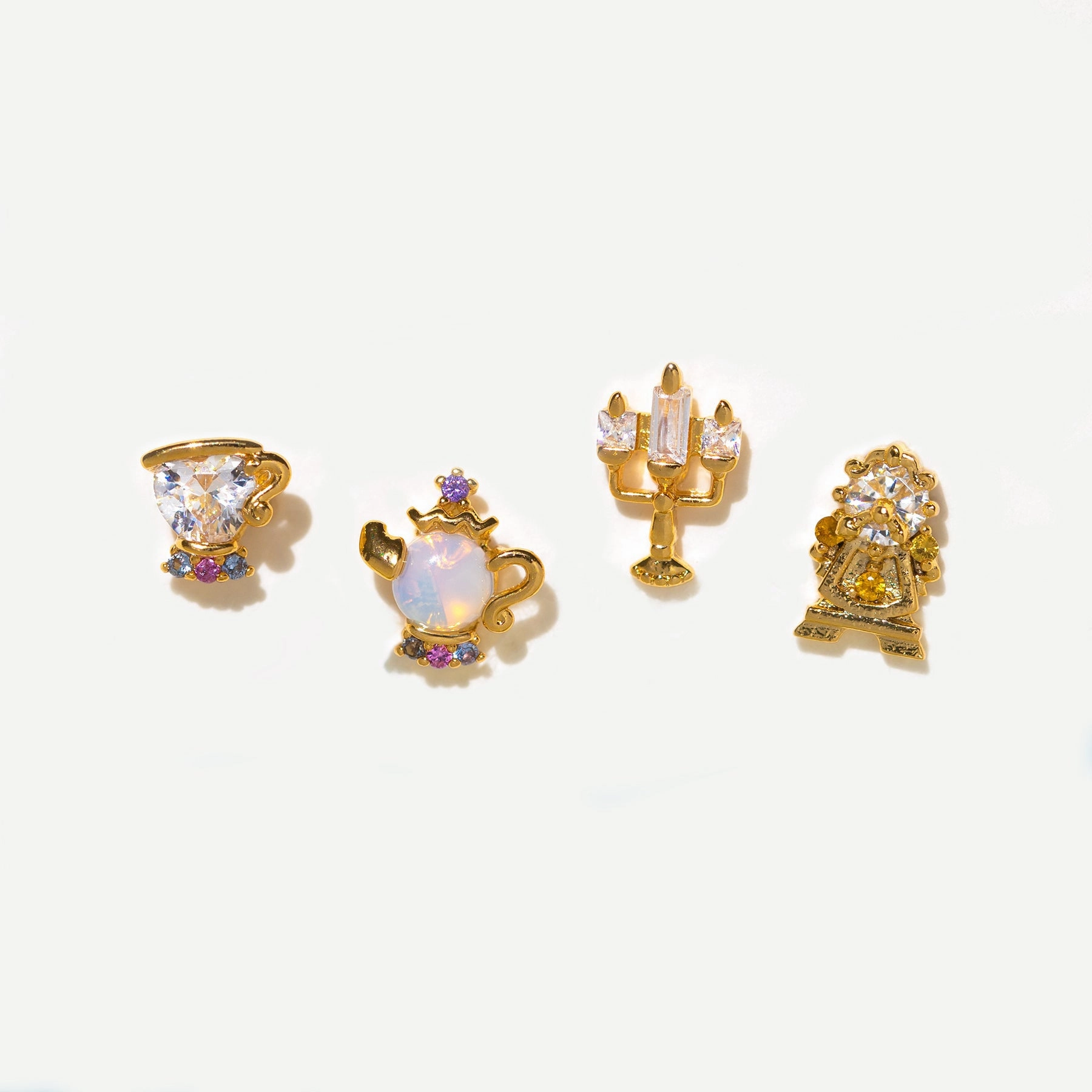 Wholesale Geometric Candle Micro Setting Zircon Earrings Set