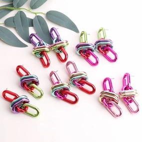 Wholesale Geometric Chain UV Electroplating Color Gas Earrings
