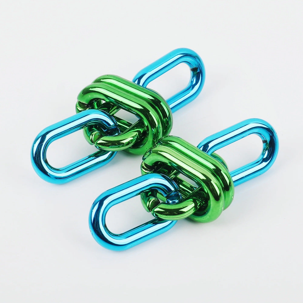 Wholesale Geometric Chain UV Electroplating Color Gas Earrings