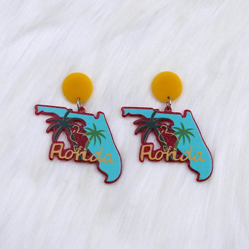 Wholesale Geometric Christmas Green Leopard Print Rainbow Pistol Earrings