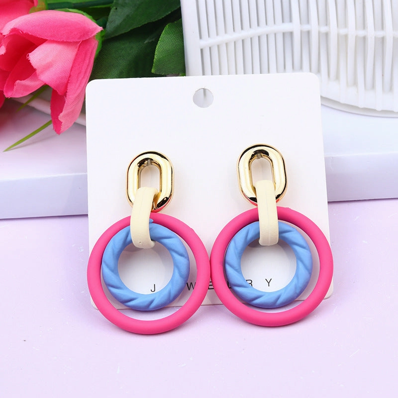 Wholesale Geometric Circle Contrasting Color Candy Color Acrylic Earrings