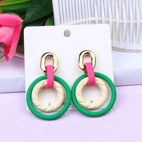 Wholesale Geometric Circle Contrasting Color Candy Color Acrylic Earrings